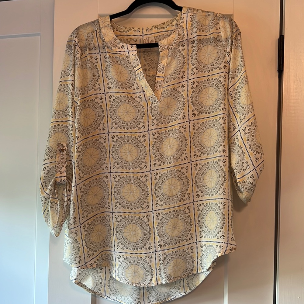 Yellow and Blue print Blouse